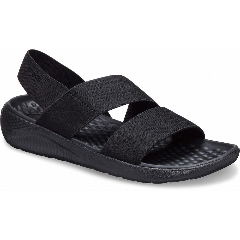 Black Women's Crocs LiteRide™ Stretch Sandals | NZ 0497EBCX